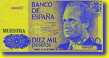 Anverso del billete de 10.000 pesetas